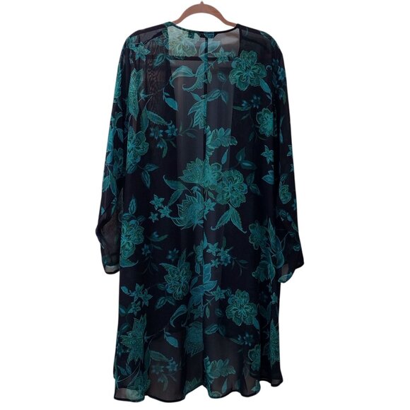 Iman: 3-Piece Blue-Green Floral Pant Set, Size 2X (Duster, Tank & Pull-On Pants) - Picture 11 of 15